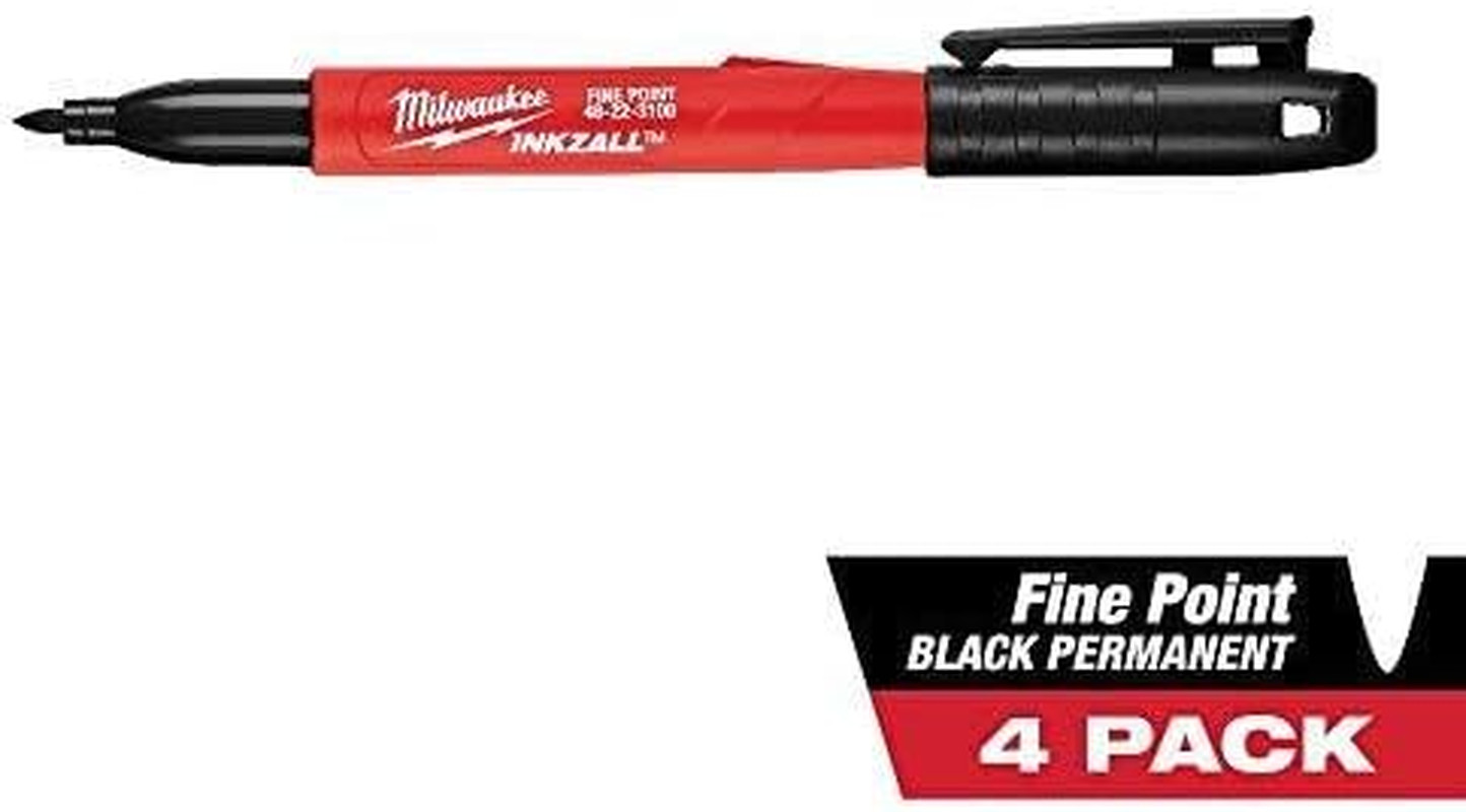 48-22-3104 Inkzall Point Marker, Fine, Black, 4-Pack
