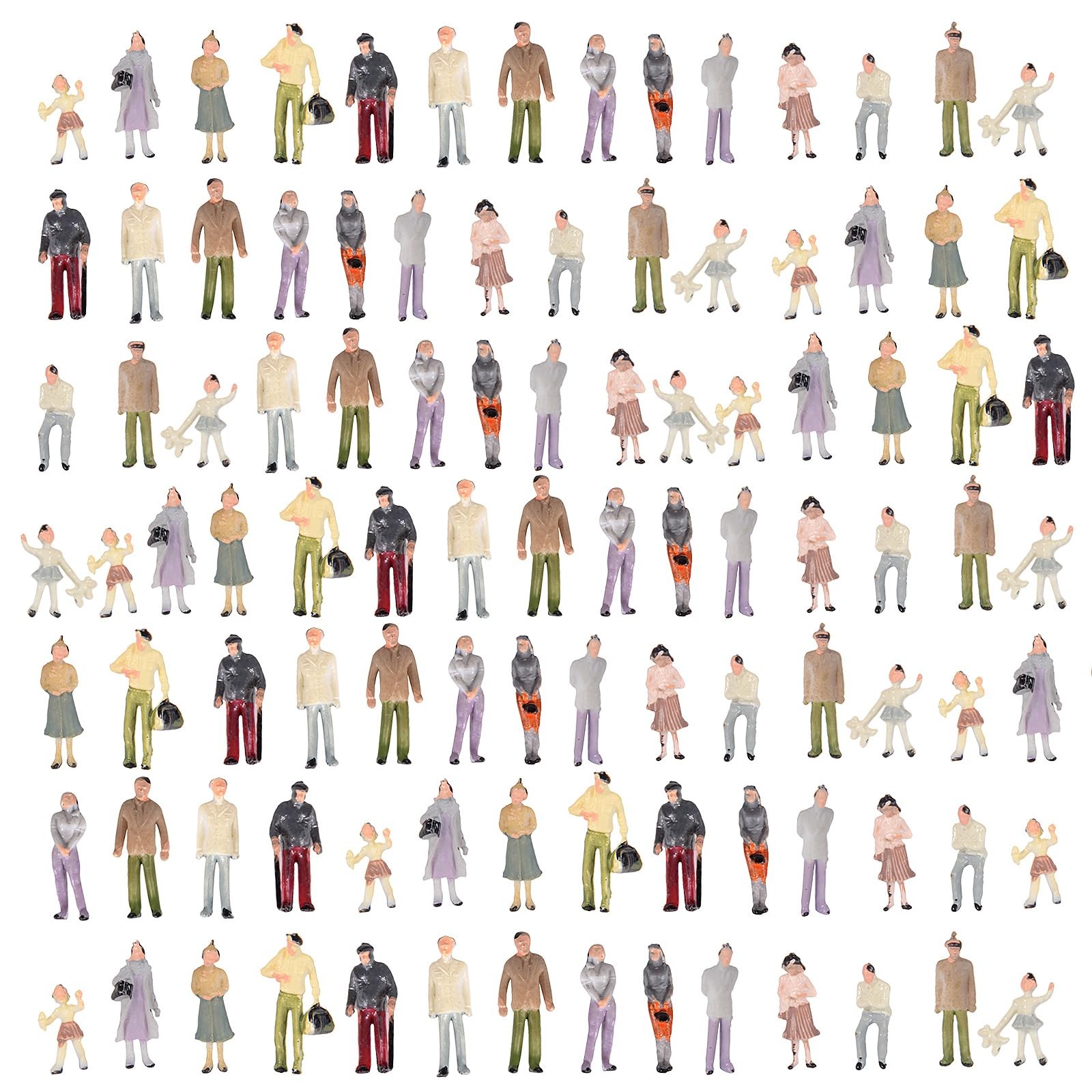 100pcs 1:100 Painted Mixed Model People Figure Layout Standing Little People ...