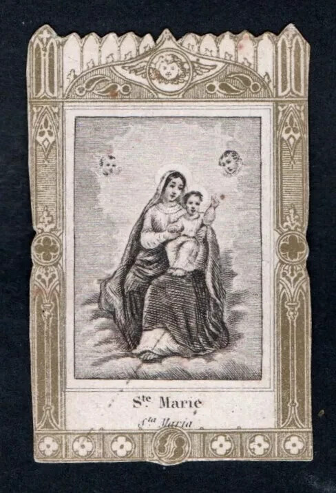 Holy card antique grabado de la Virgin santino image pieuses estampa