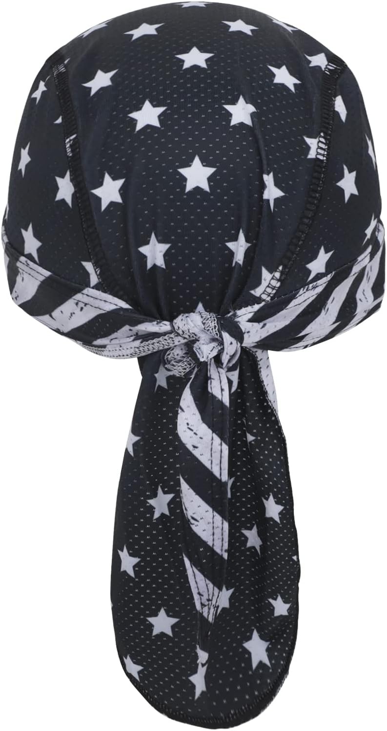 American Flag Pirate Bandana Skull Caps Cooling Dew Rags Helmet Liner Wicking Do