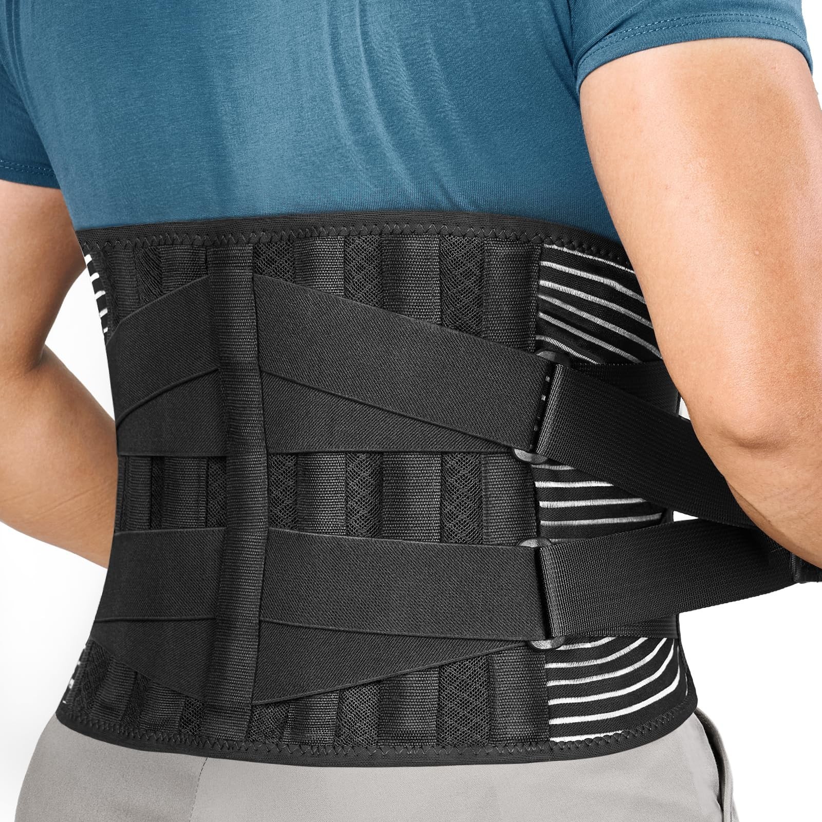FREETOO Back Braces for Lower Back Pain Relief with 6 Stays, Breathable Back ...