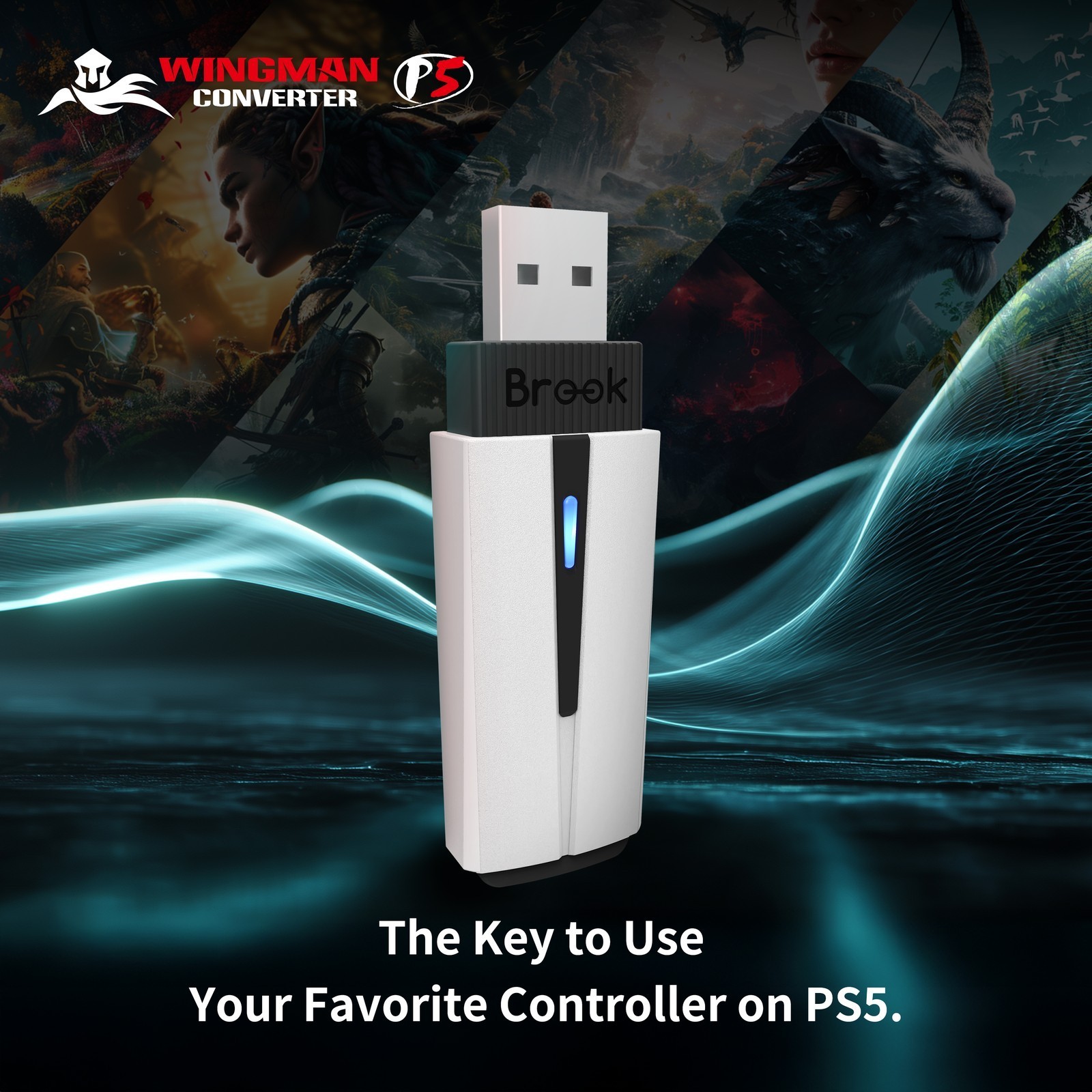 Brook Wingman P5 Converter – Wireless Controller Adapter for PS5 / PS4 / PC