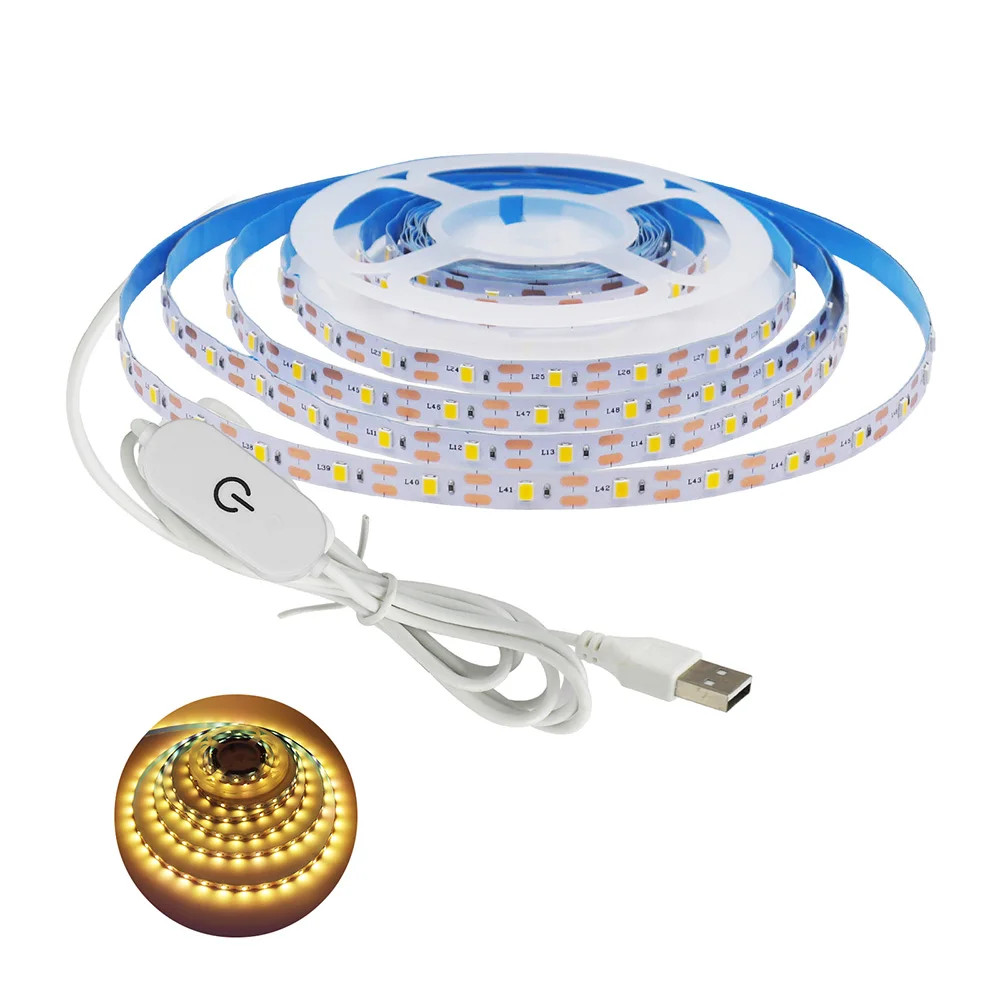 5V 2835 USB LED Strip Light Dimmable Tape for TV Backlight Room Kitchen Decor