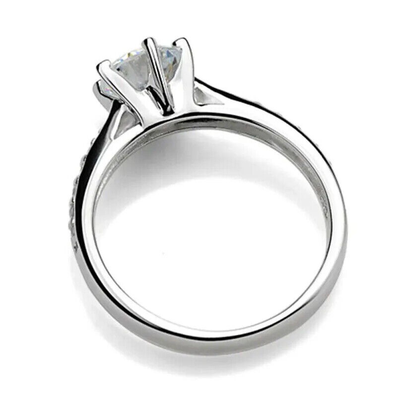 Lab-Created Round Cut 2.20 Ct White Diamond Engagement Ring 925 Sterling Silver