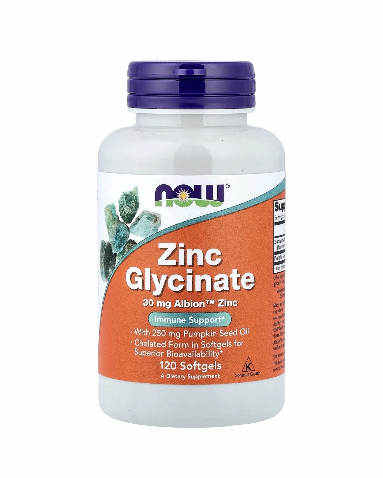 Now Foods Zinc Glycinate 120 Softgels GMP Quality Assured