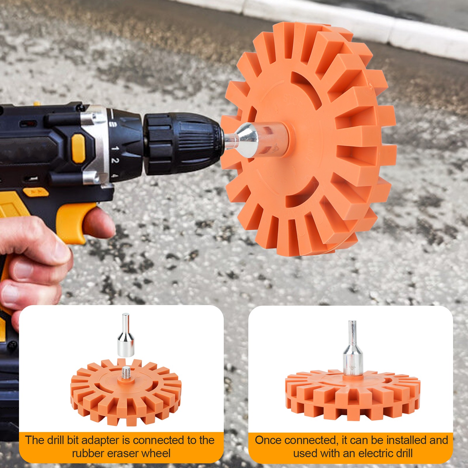 4" Rubber Eraser Wheel Decal Remover Drill Scraper Blade Remove Adhesive Sticker