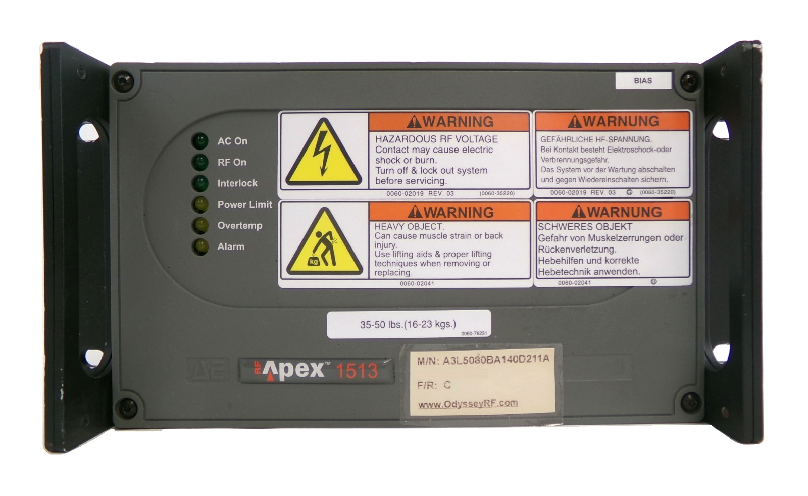 Apex 1513 AE Advanced Energy A3L5080BA140D211A RF Generator 1.5kW Refurbished