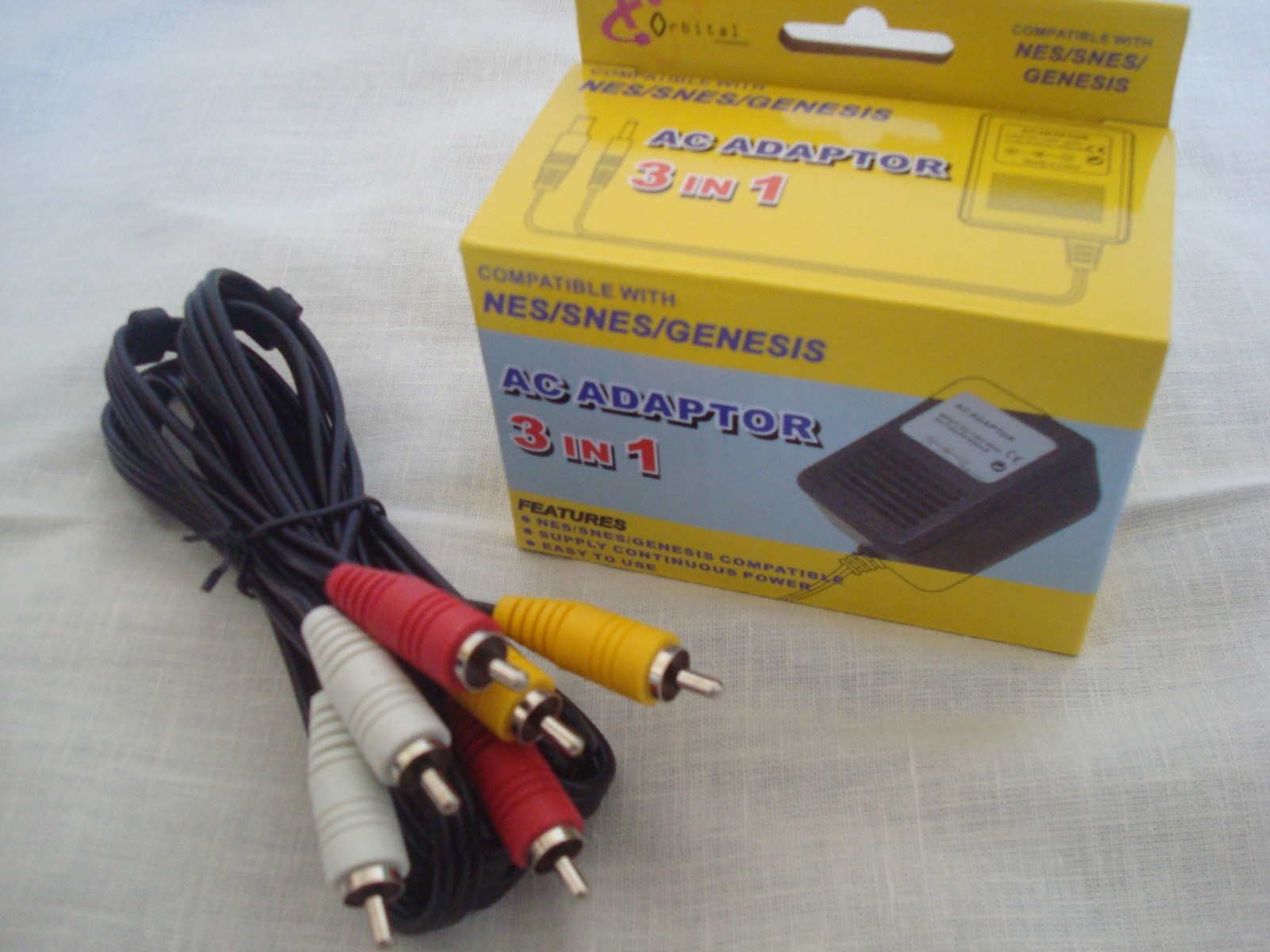 NES Nintendo System Hook-ups kit AC ADAPTER + AV CABLE Brand New Set GUARANTEE