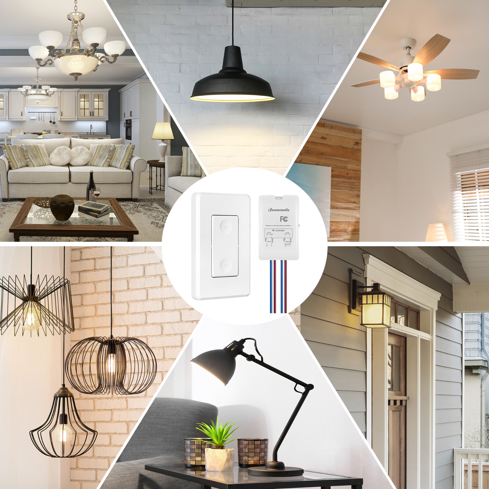 DEWENWILS Wall Switch Remote Control Lighting Fixture No in-Wall Wiring Required