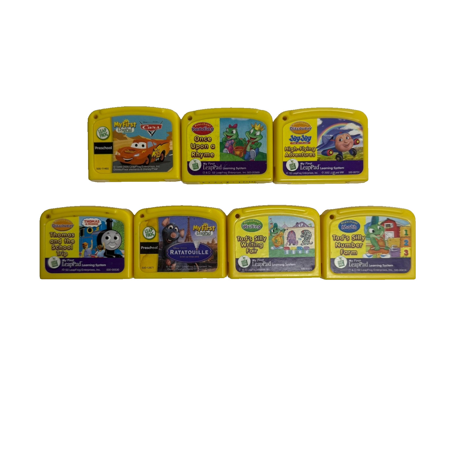 Lot of 7 Leap Frog Game Cartridges Pixar Cars Jay Jay Thomas Train etc My first