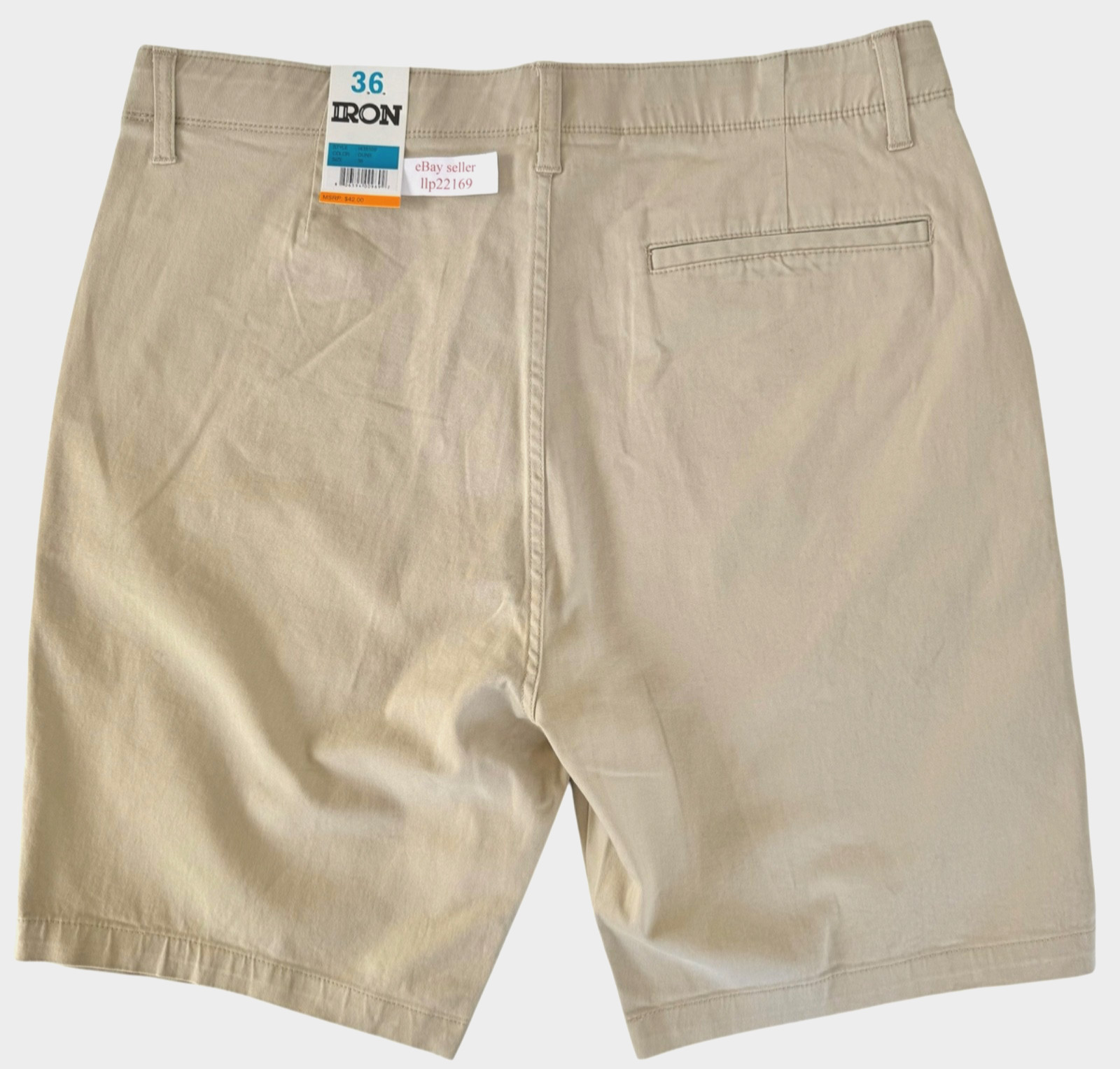 IRON CO Men's Stretch Shorts (SIZE 36) Flex Waist Flat Front SAND DUNE New Tag!