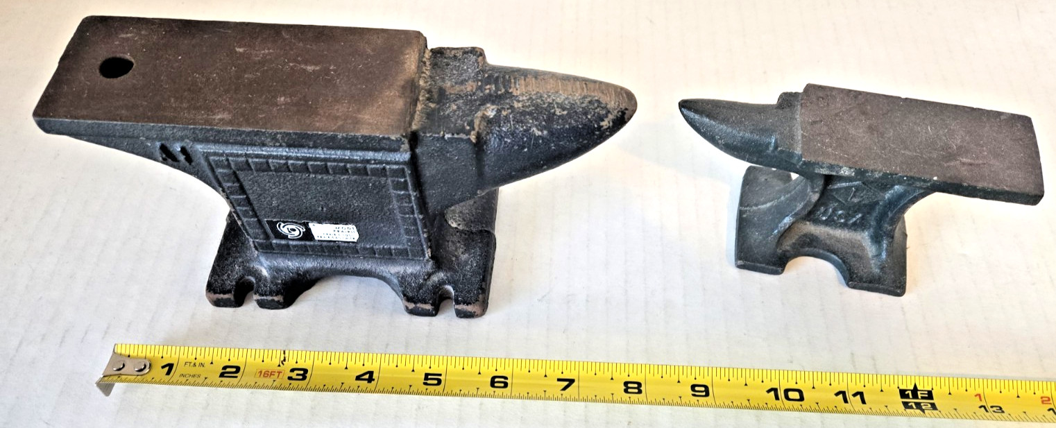 VINTAGE MINI ANIVL LOT OF 2 JEWELRY BLACK SMITH LEATHER MAKIING BENCH TOP LOT P