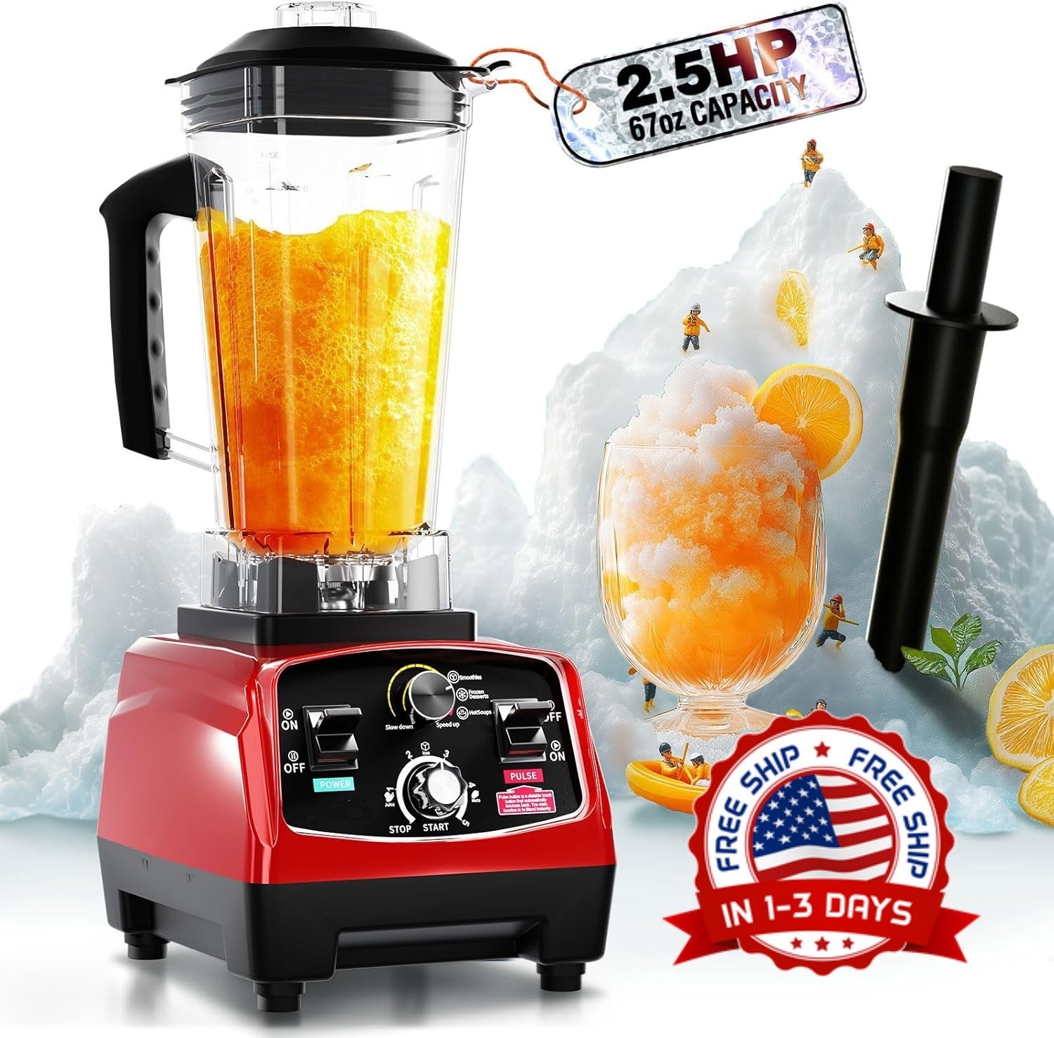 Licuadora Potente 1800W Para Batidos De Frutas Con Hielo Profesional Industrial