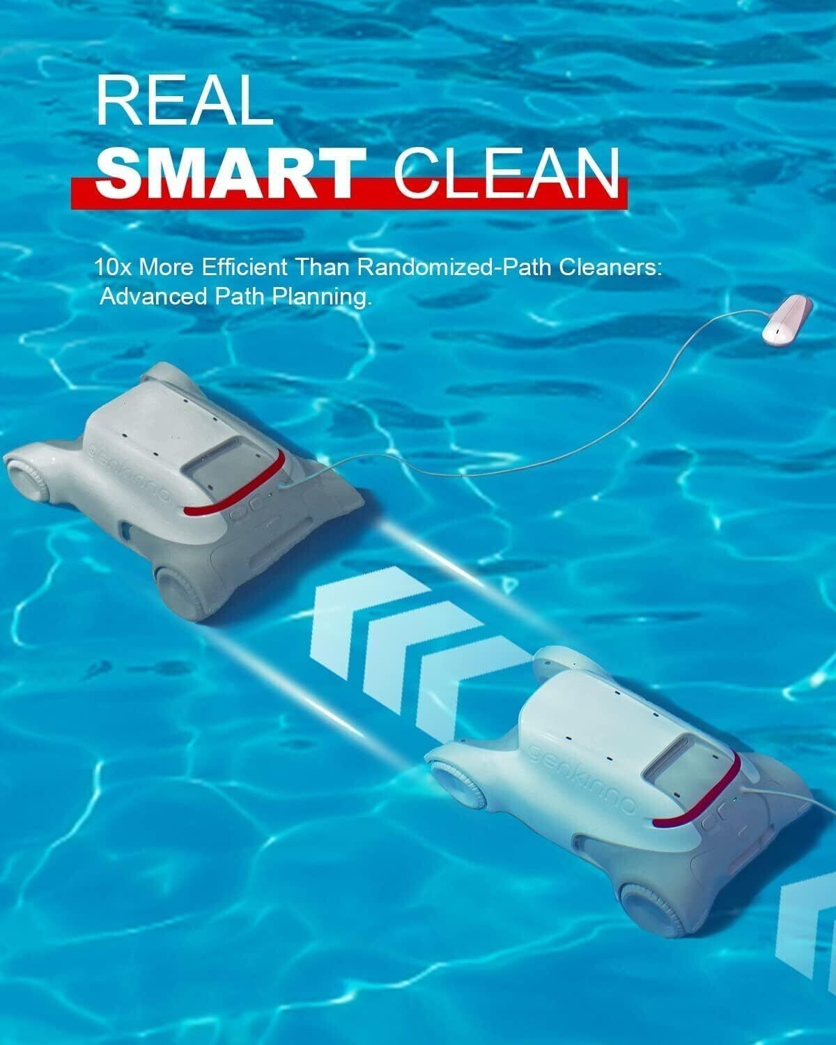 GENKINNO Pool Cleaner Cordless Robotic Pool Cleaner ~ Smart Navigation
