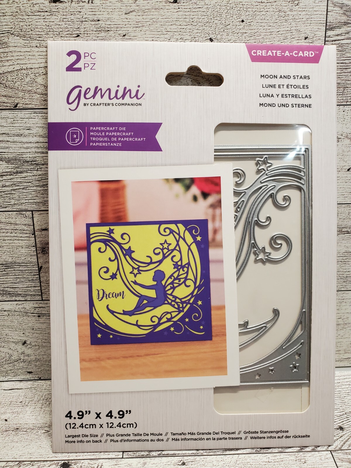 CC3 Crafters Companion Gemini Moon and Stars Fairy Create a Card Die NEW