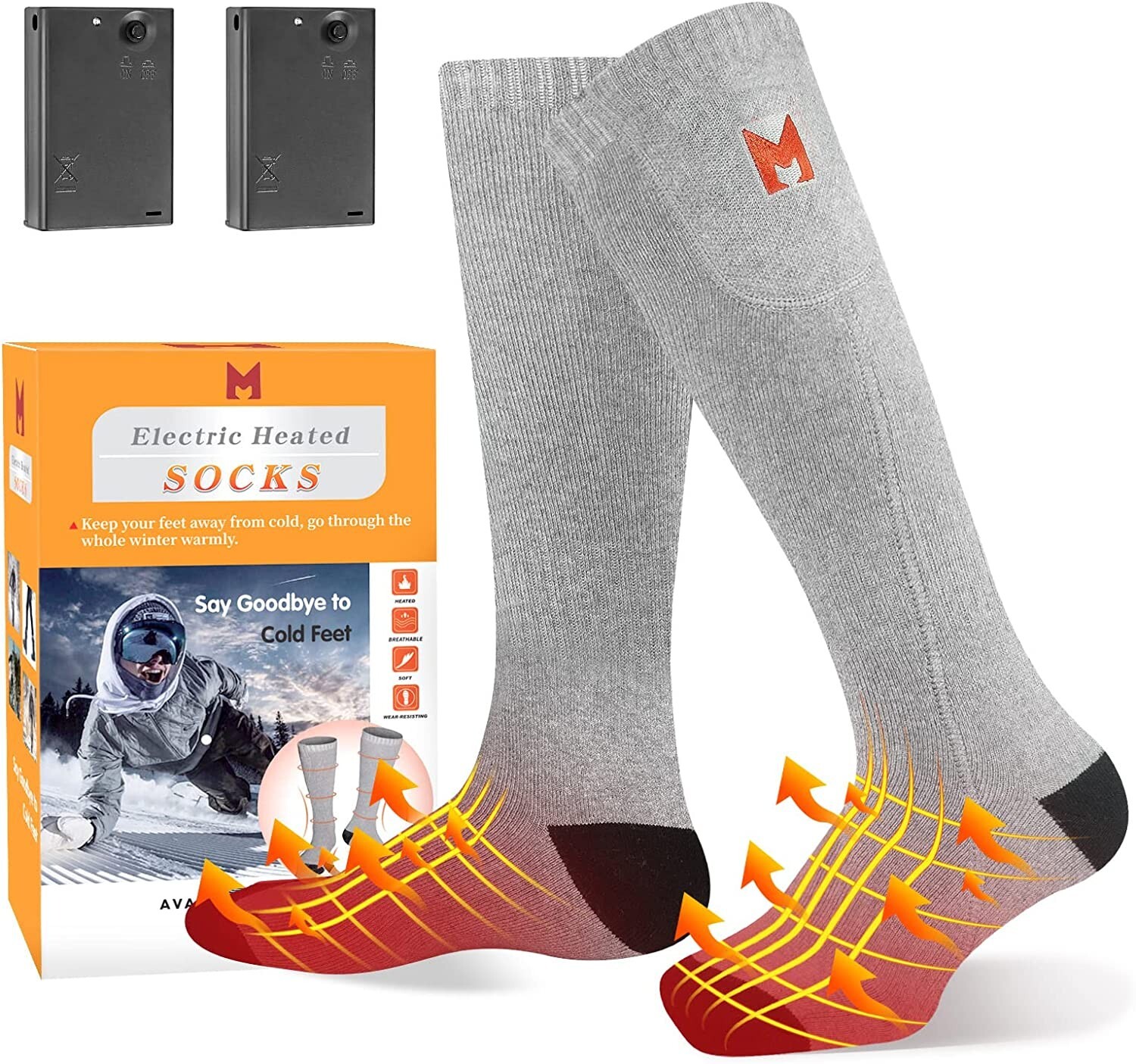 NEW Unisex Battery Heated Socks for Camping Fishing Cycling SkiingHunting Hiking