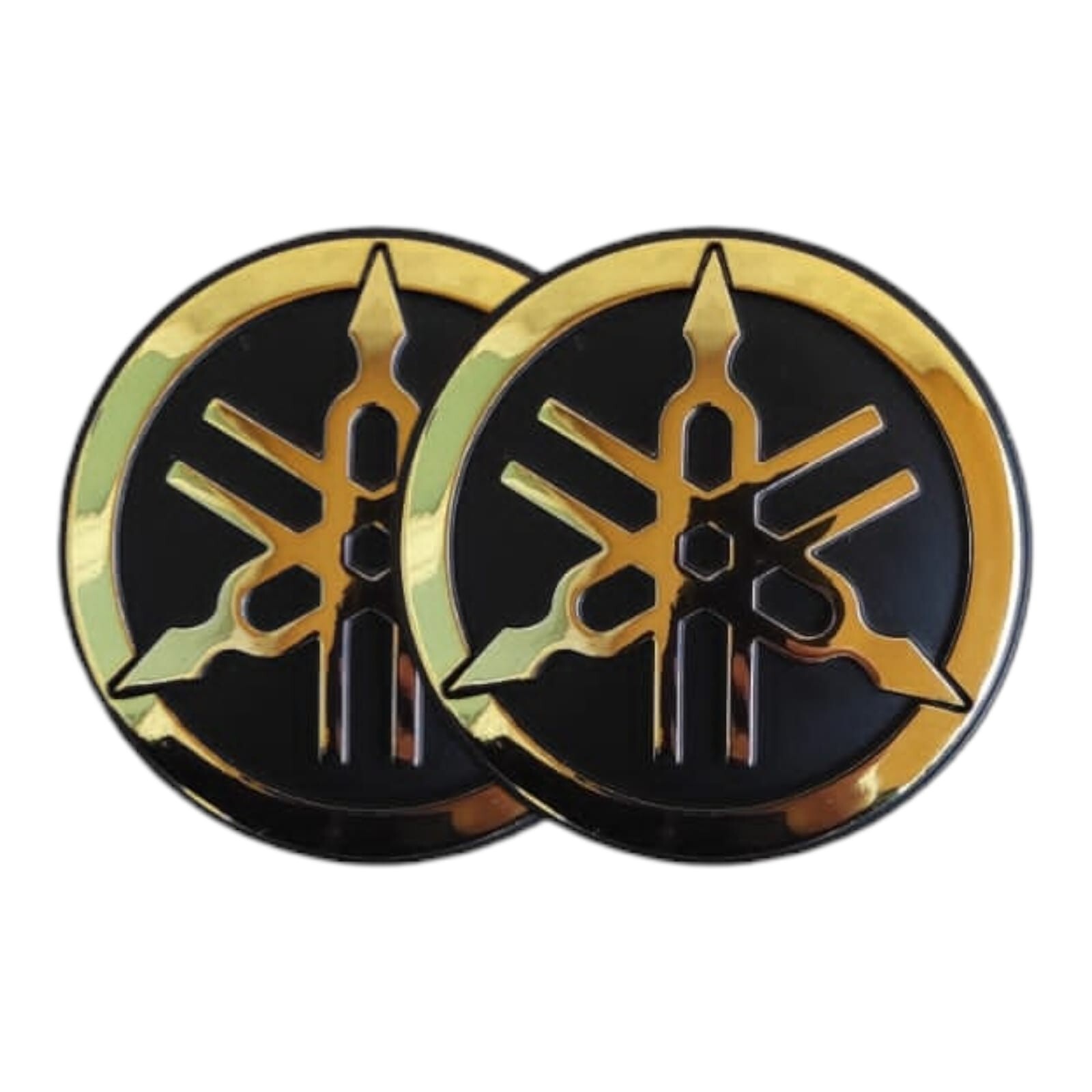 KIT 2 STICKERS 3M RELIEF 3D FORKS 50mm TMAX XMAX SMAX NMAX GOLD EMBLEM R1 R3 R6