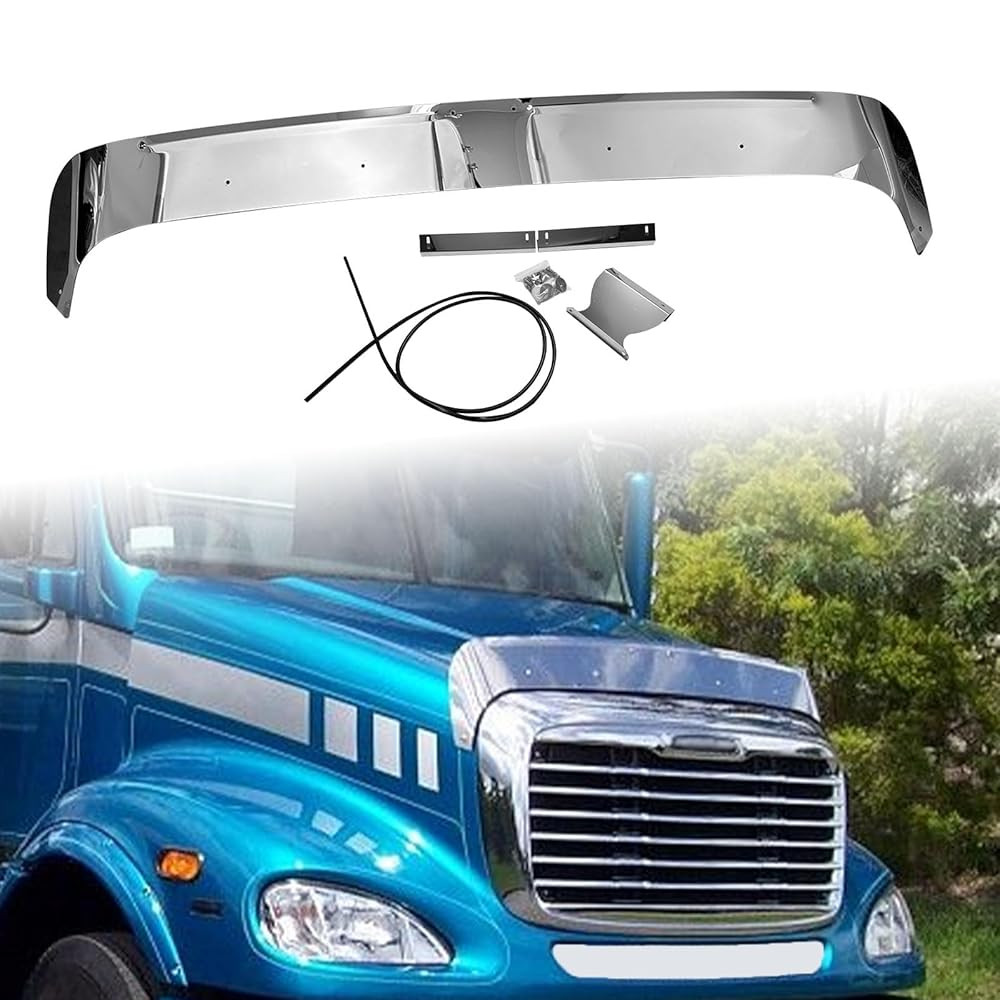 New For 2001-24 Freightliner Columbia Front Hood Shield Bug Deflector Stainless
