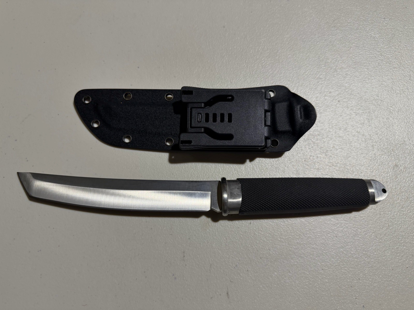 HUANG FU Tanto Fixed Blade Knife w/ Kydex Sheath Tactical Survival
