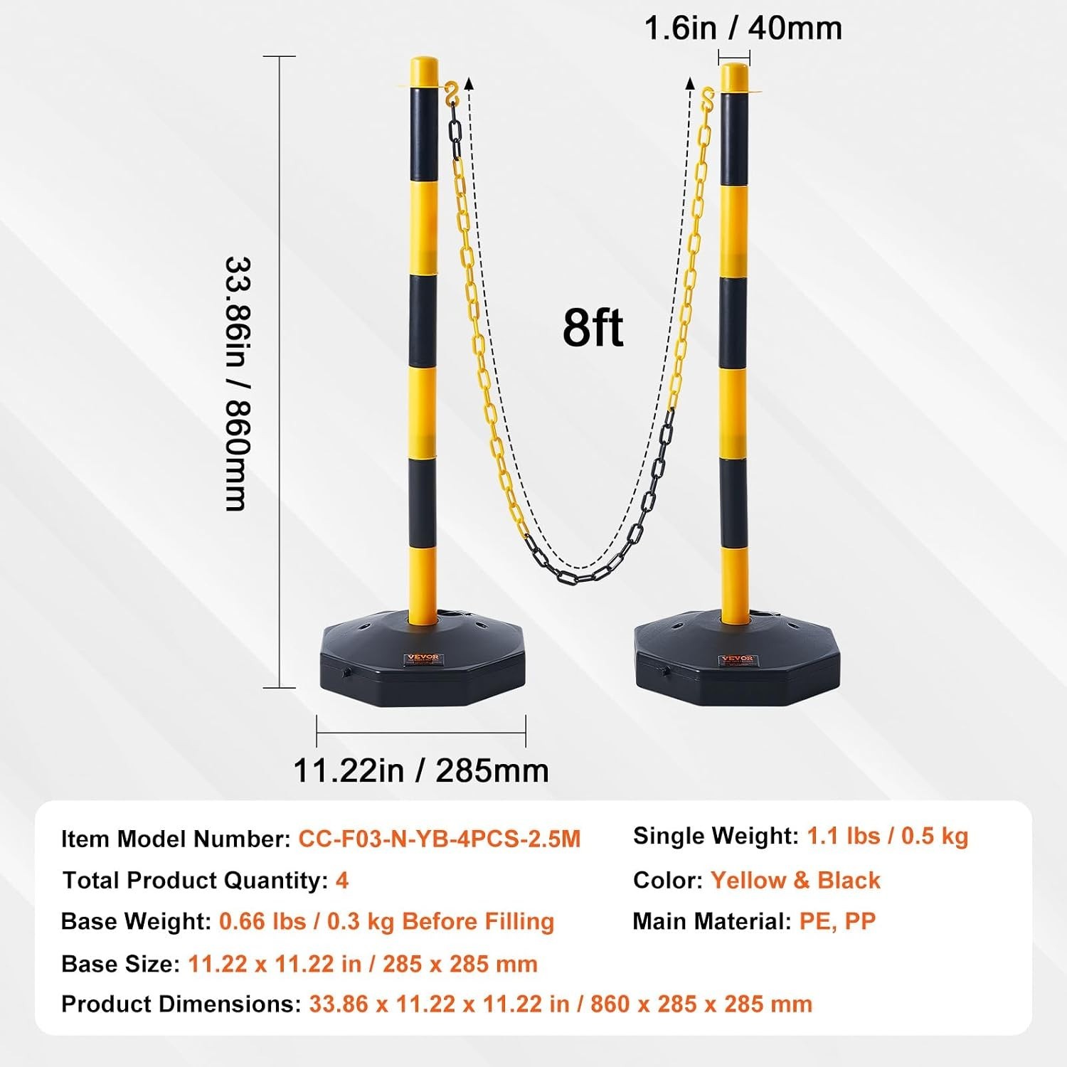 Adjustable Traffic Delineator Post Cones, 4 Pack, Traffic Safety Delineator B...