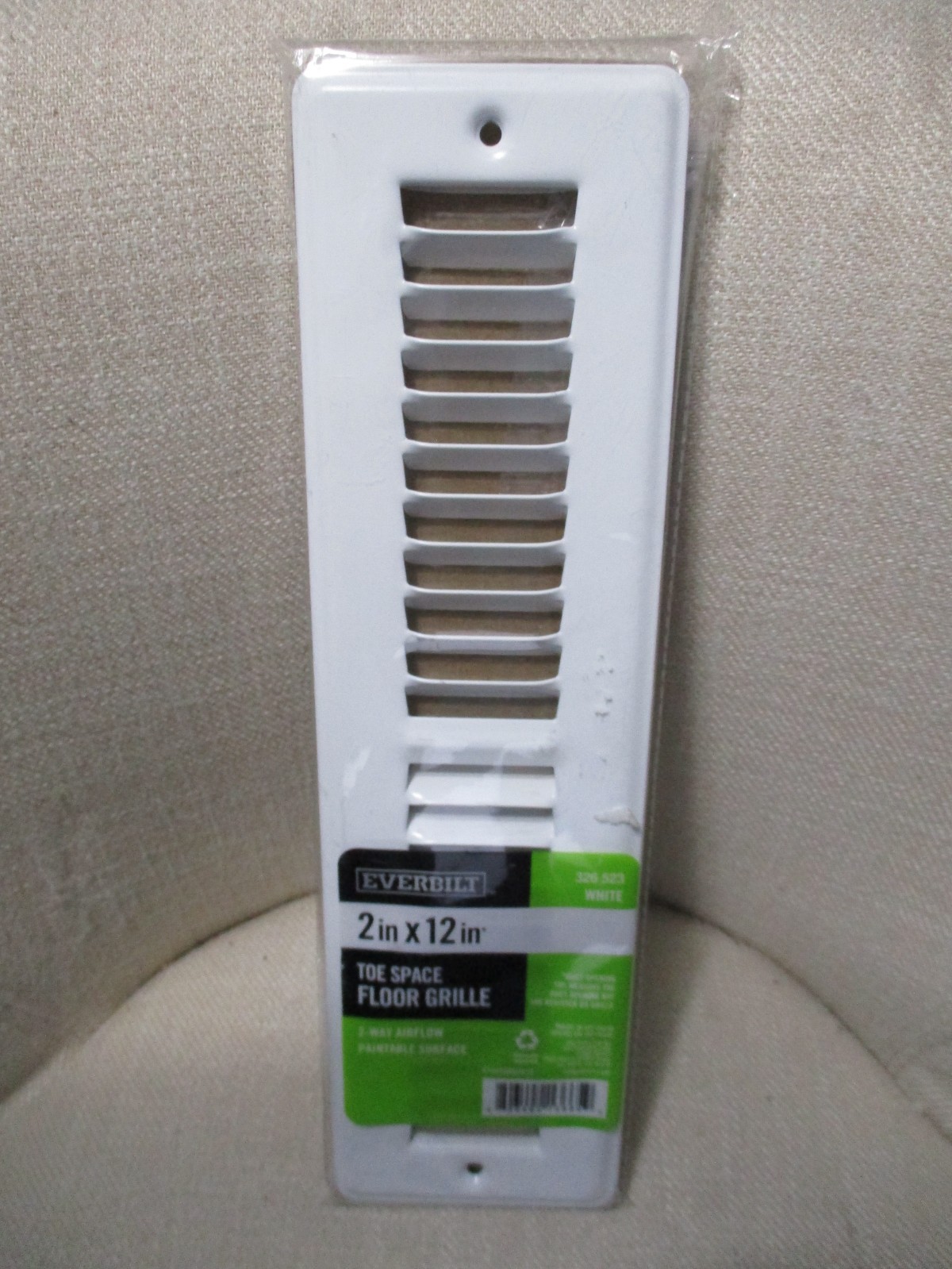Everbilt floor Toe Space Grille 2 x 12 in white 326 523 Painable 2 Way Air Flow