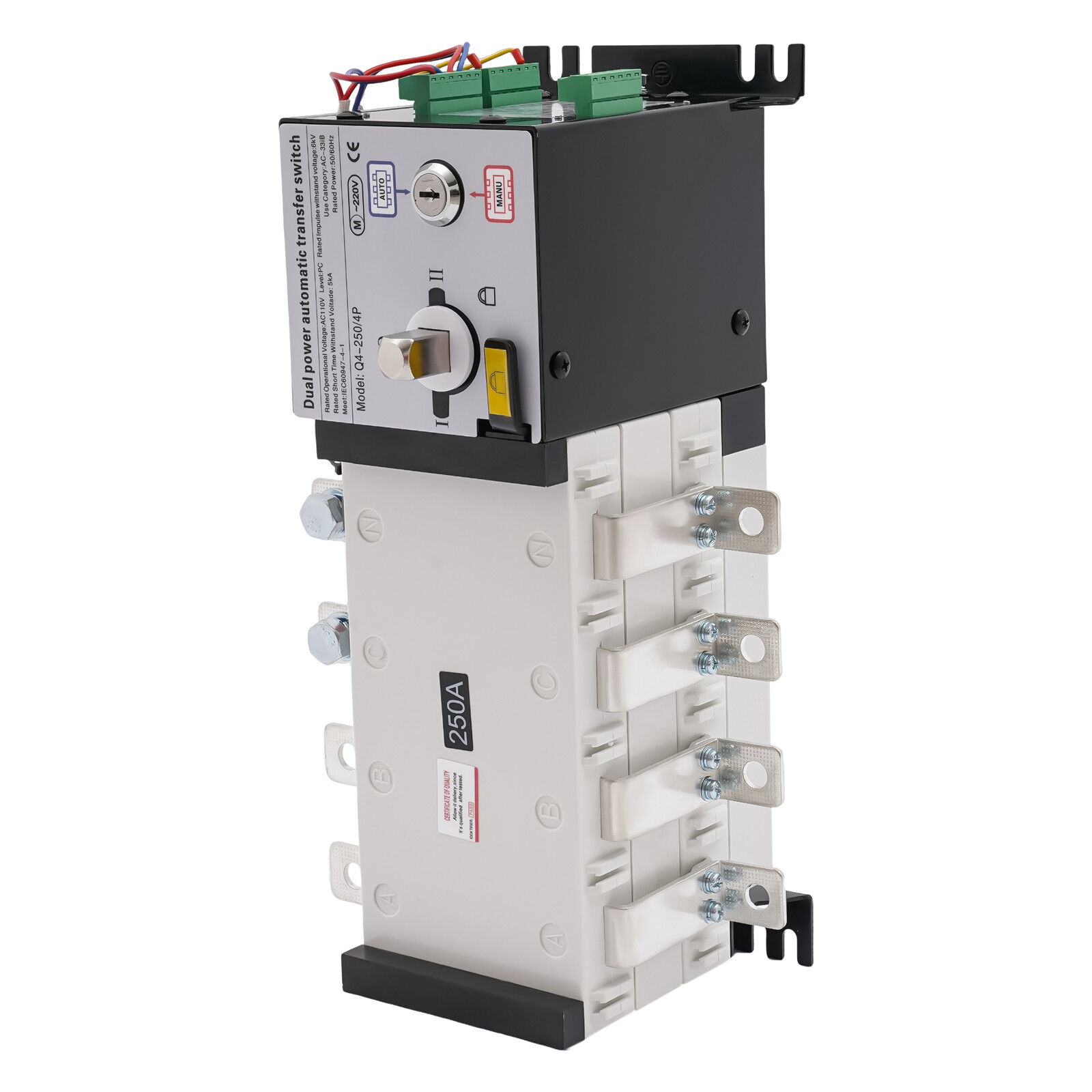 ATS 4P Dual Power Automatic Transfer Switch Grid to AC Generator PC Level Device