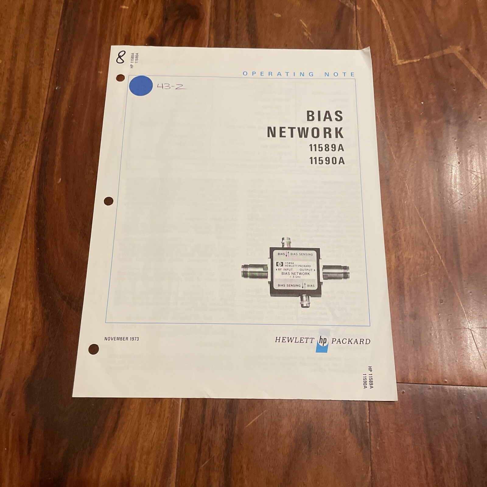 HP 11589A & 11590A Bias Network Operating Note 11589-90005