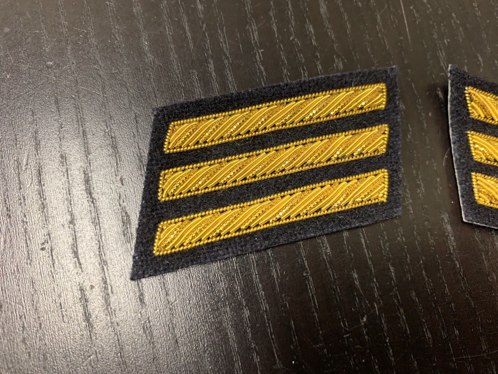 CSA Gold Embroidered Captains Bars - DARK BLUE Background Pair - NEW