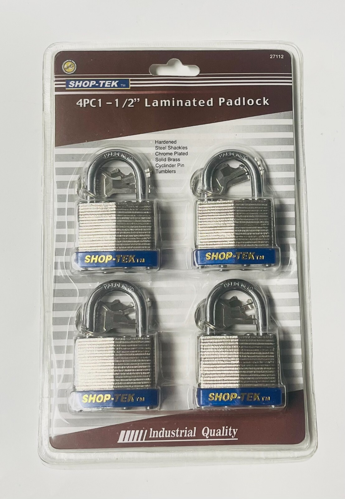 4-Pcs 1-1/2" (40mm) Laminated Security Padlock Keyed Alike, Short Shackle