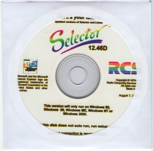 RCS Selector Music Scheduling System V12.46D Software Install CD-ROM (2001)