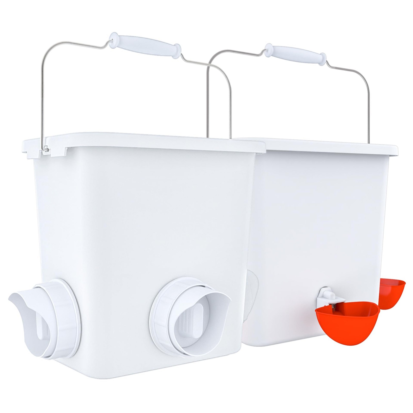 Large Automatic Chicken Feeder and Waterer 2.6 Gal & Waterer, White