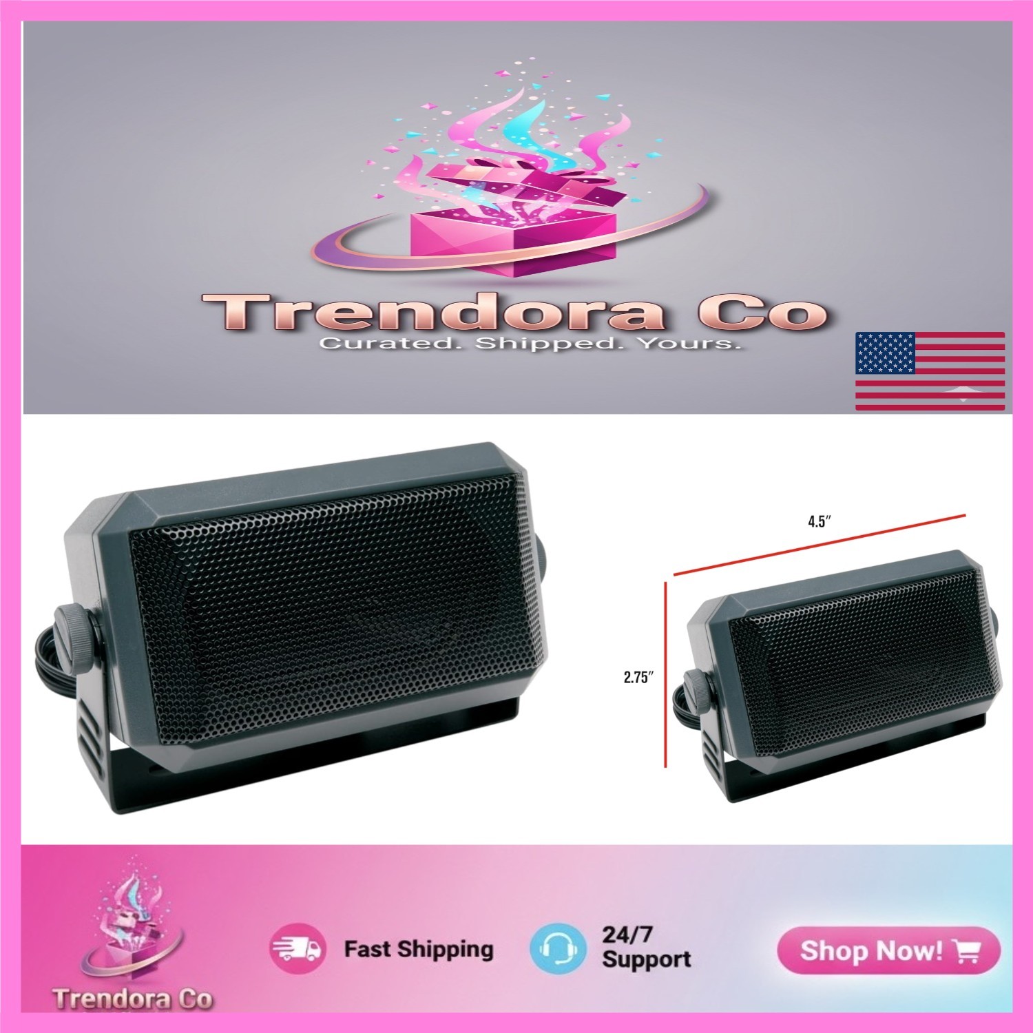 Durable RPSP-15 CB Radio Extension Speaker with Swivel Bracket, 5 Watts Output
