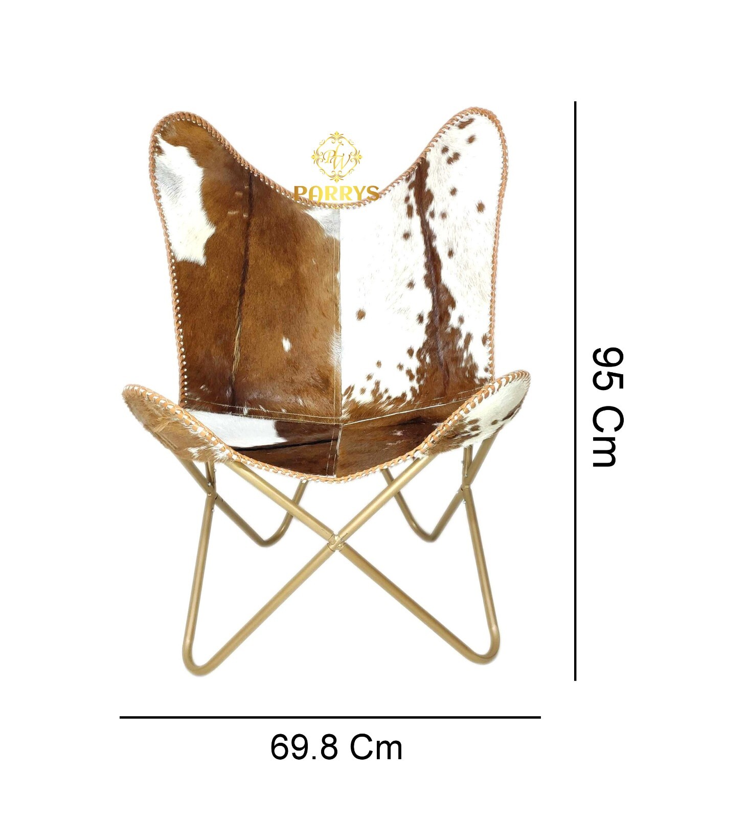Leather Butterfly Folding Accent Chair Modern Rustic Living Room Seating Cowhide