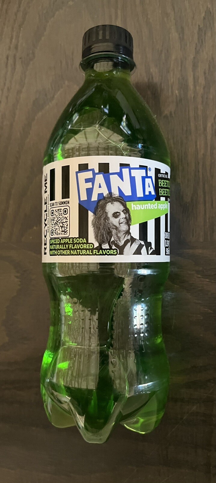 NEW LIMITED EDITION BEETLE JUICE HAUNTED APPLE FANTA FLAVOR SODA 20 FLOZ BOTTLE