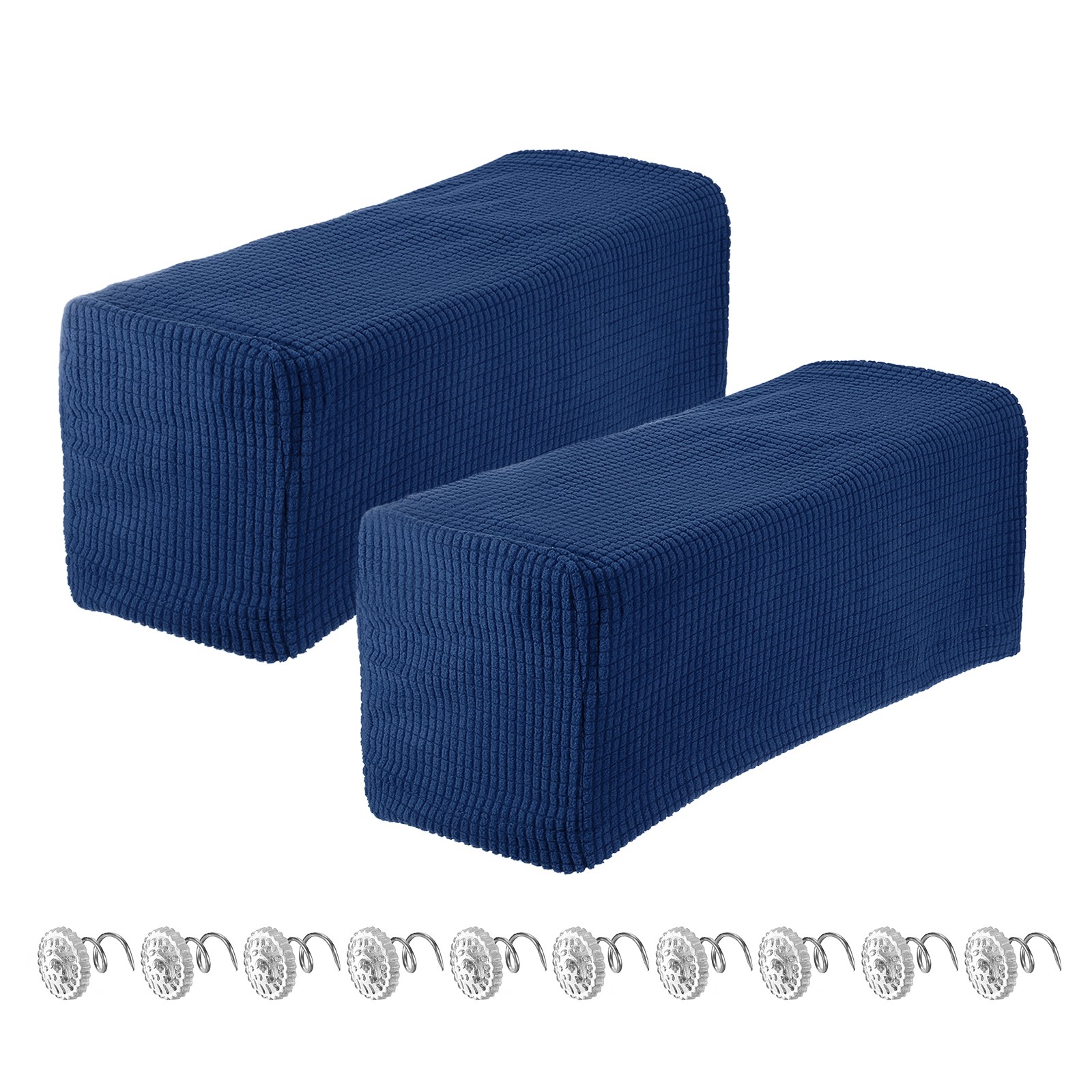 2pcs Stretch Armrest Covers, Couch Arm Covers with Twist Pin, Navy Blue