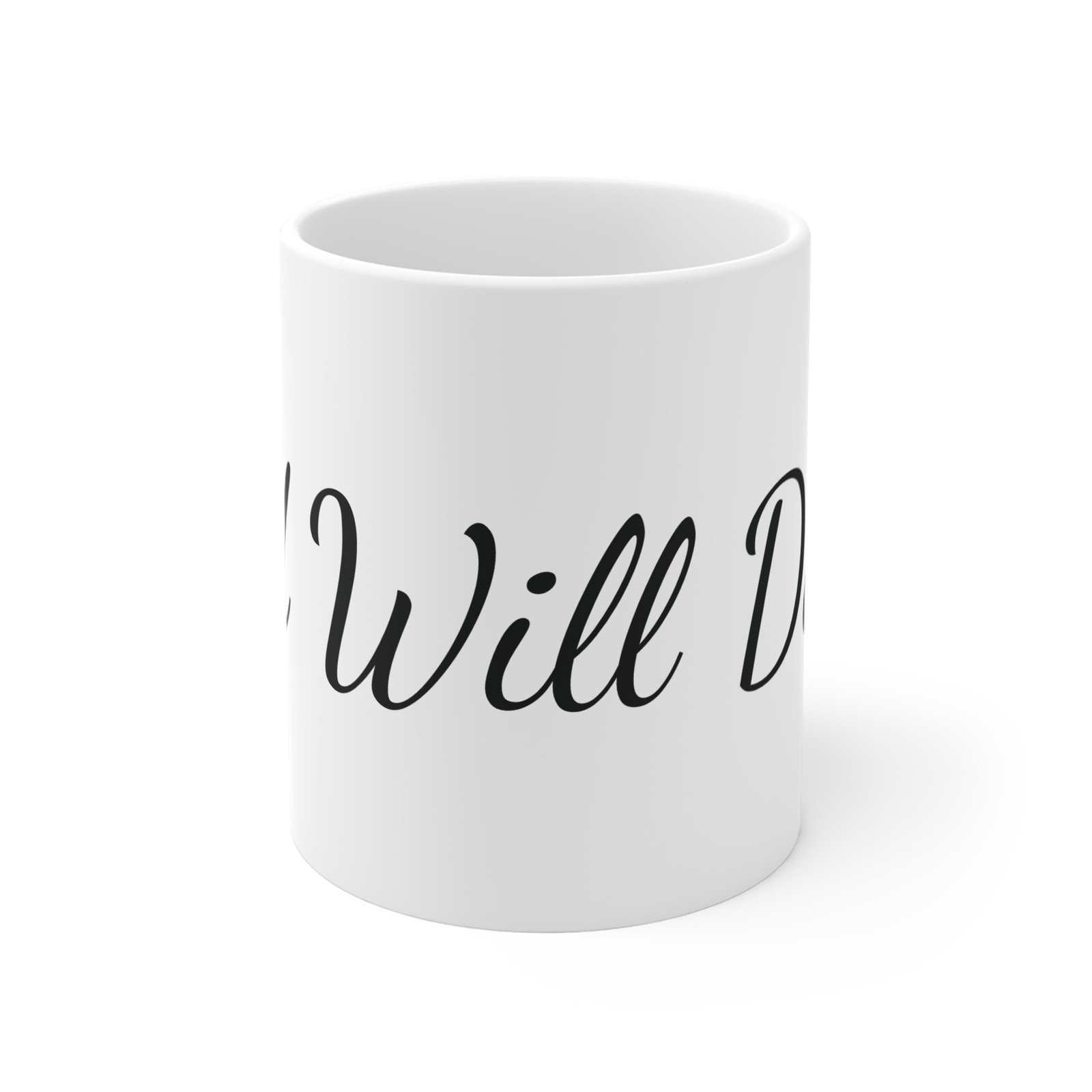 God Will Decide Mug | Script Faith Quote, Ceramic 11oz
