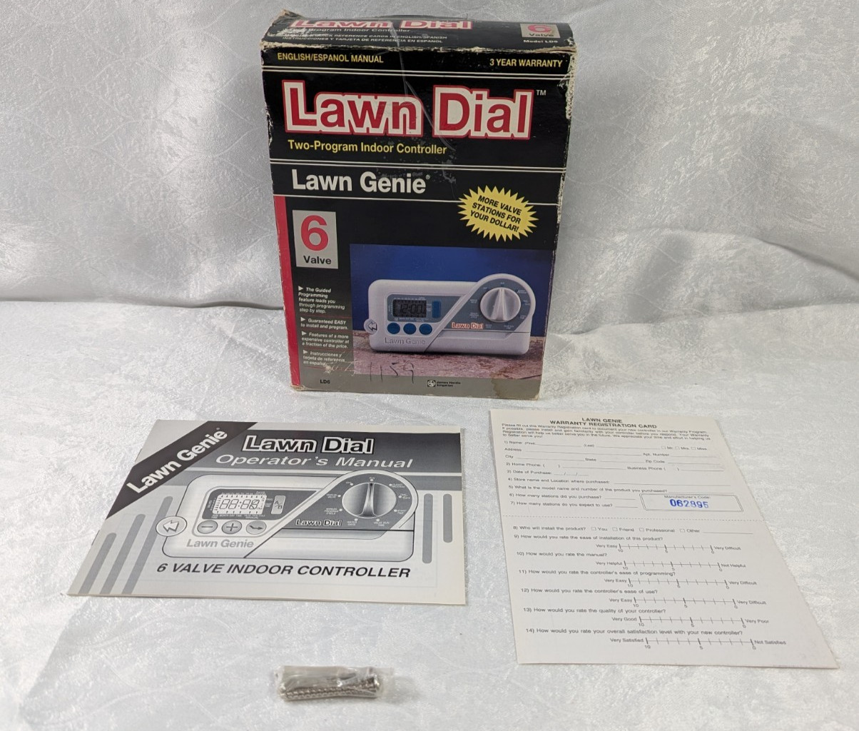 Vintage Lawn Genie Lawn Dial LD6 6-Valve Sprinkler Controller NOS Open Box