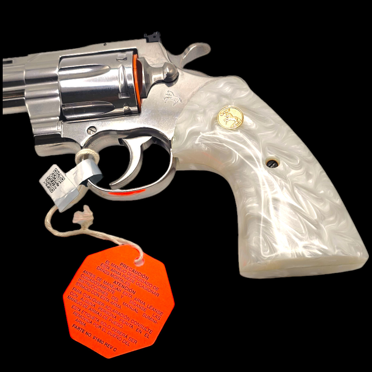 Luxury White Pearl Grips for Colt Python / Anaconda – 24K Gold COLT medallion