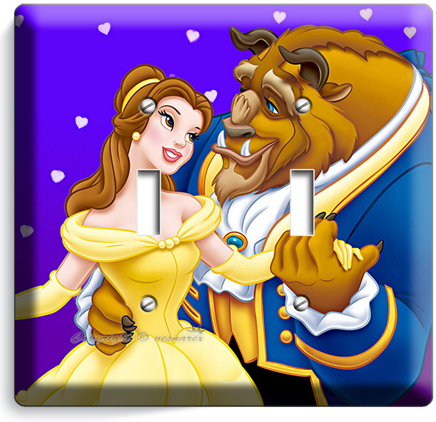 BEAUTY AND THE BEAST PRINCESS BELLE 2 GANG LIGHT SWITCH WALL PLATE ROOM HD DECOR