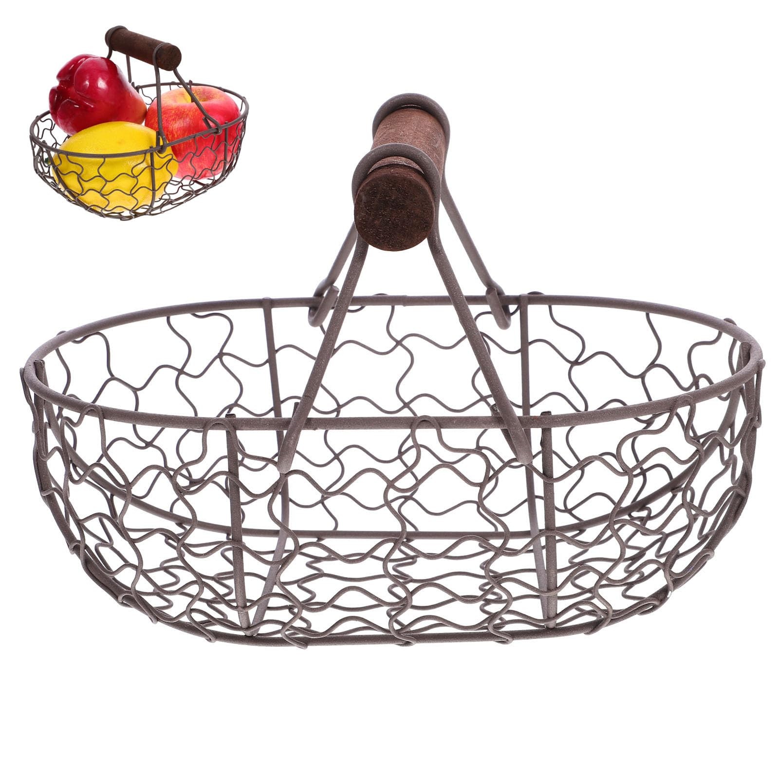 Kitchen Wire Egg Basket Vintage Metal Storage Container for Fresh Eggs Fruit ...