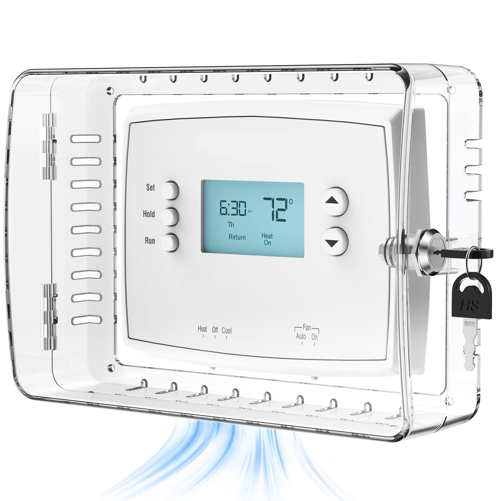 Thicken Thermostat Lock Box with Key, Large Universal ac Thermostat Cover wit...