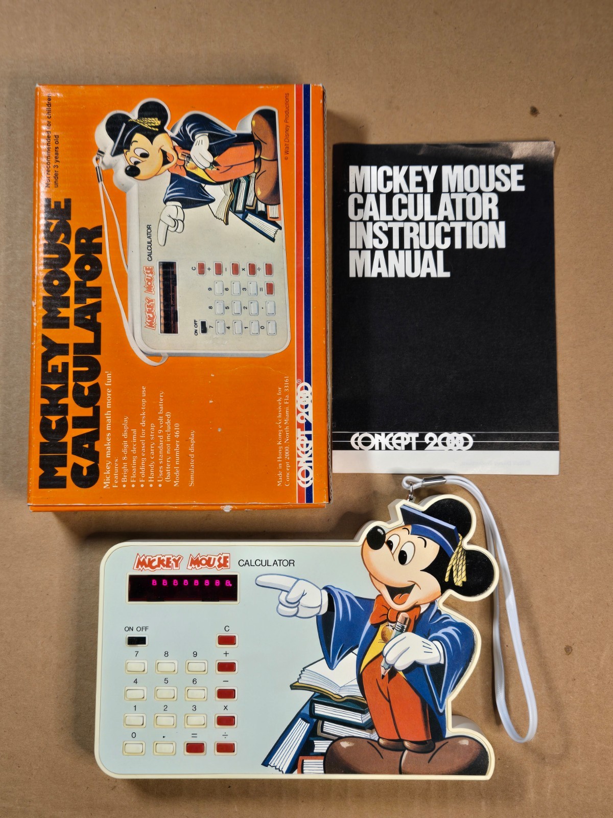 Concept 2000 Mickey Mouse Calculator Model 4610 MINT in Box Working Well