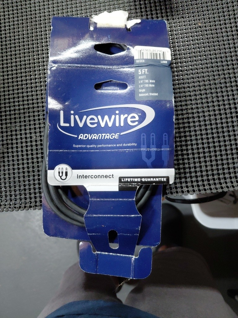 Livewire Advantage 5 FT 1/4" TRS Male Balanced Shielded Interconnect Audio Cable