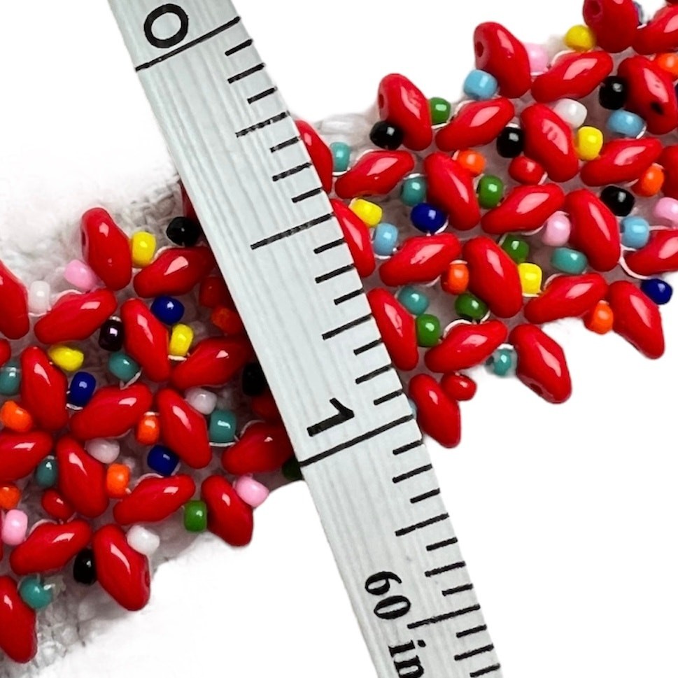 HANDMADE. Red ‘Confetti’ Woven Bracelet 7”
