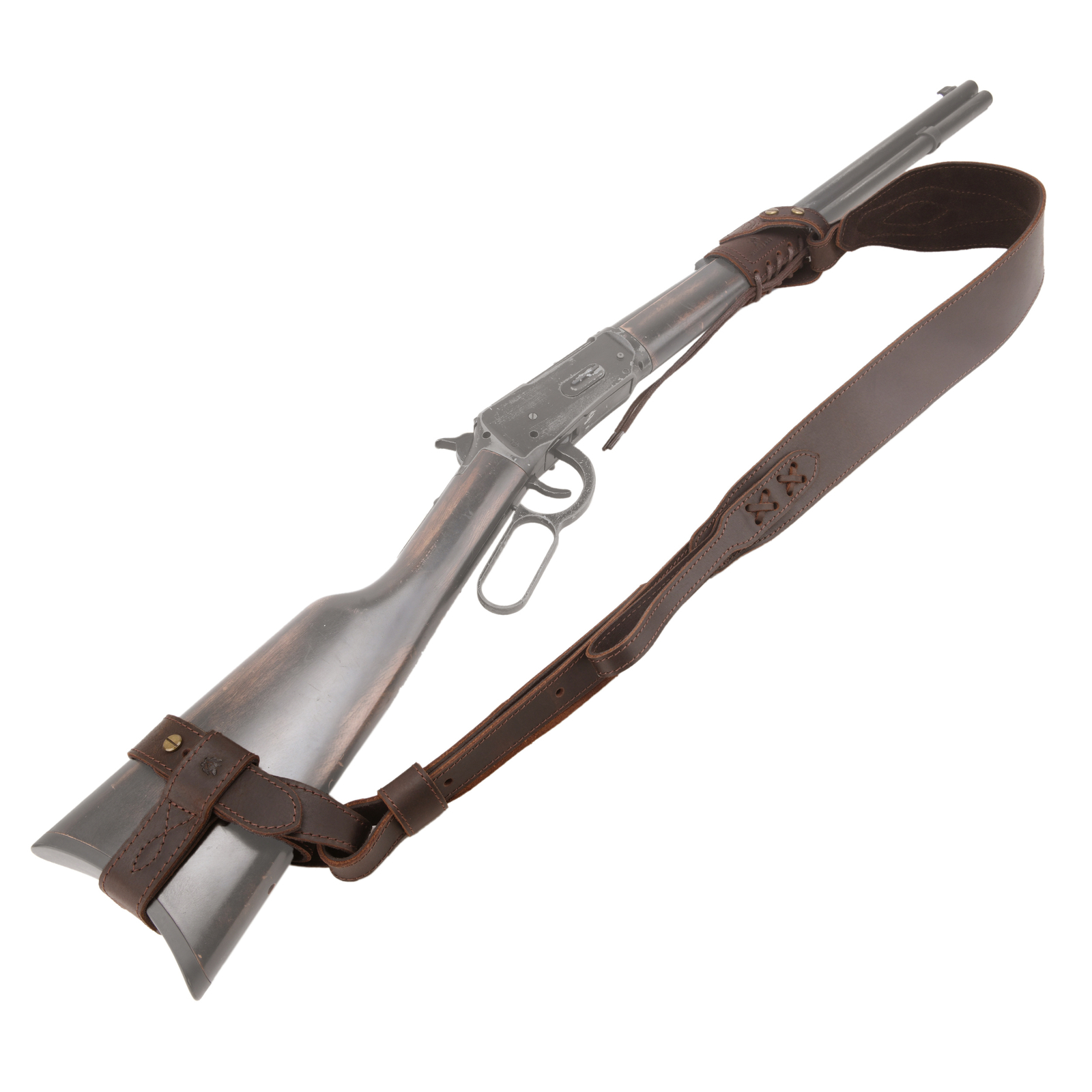 Set of Leather No Drill Harnessed Butt Holder, Sling Ring, Carry Sling for Rifle
