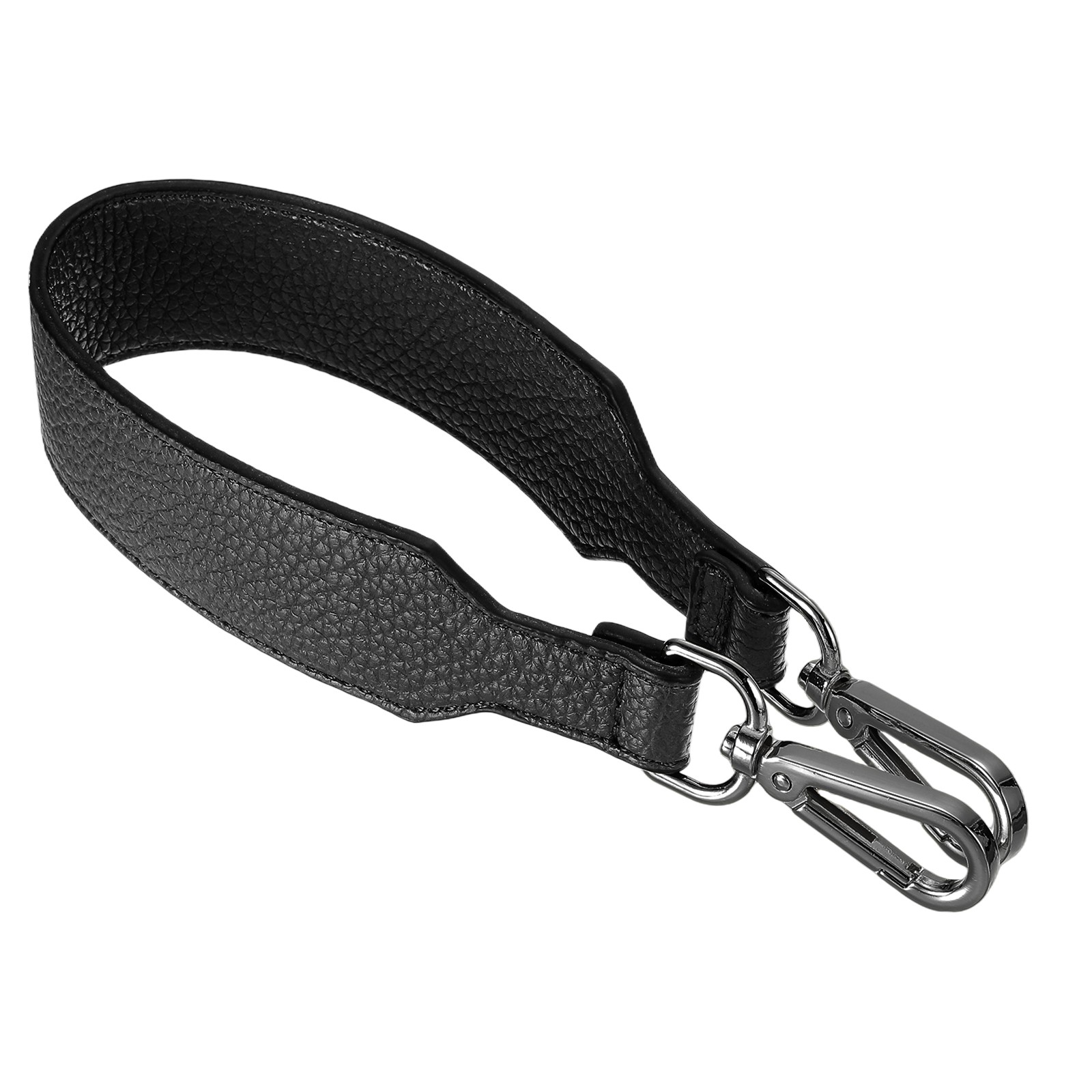 PU Leather Purse Handles Replacement, 41x3.6cm, Litchi Black Black Buckle