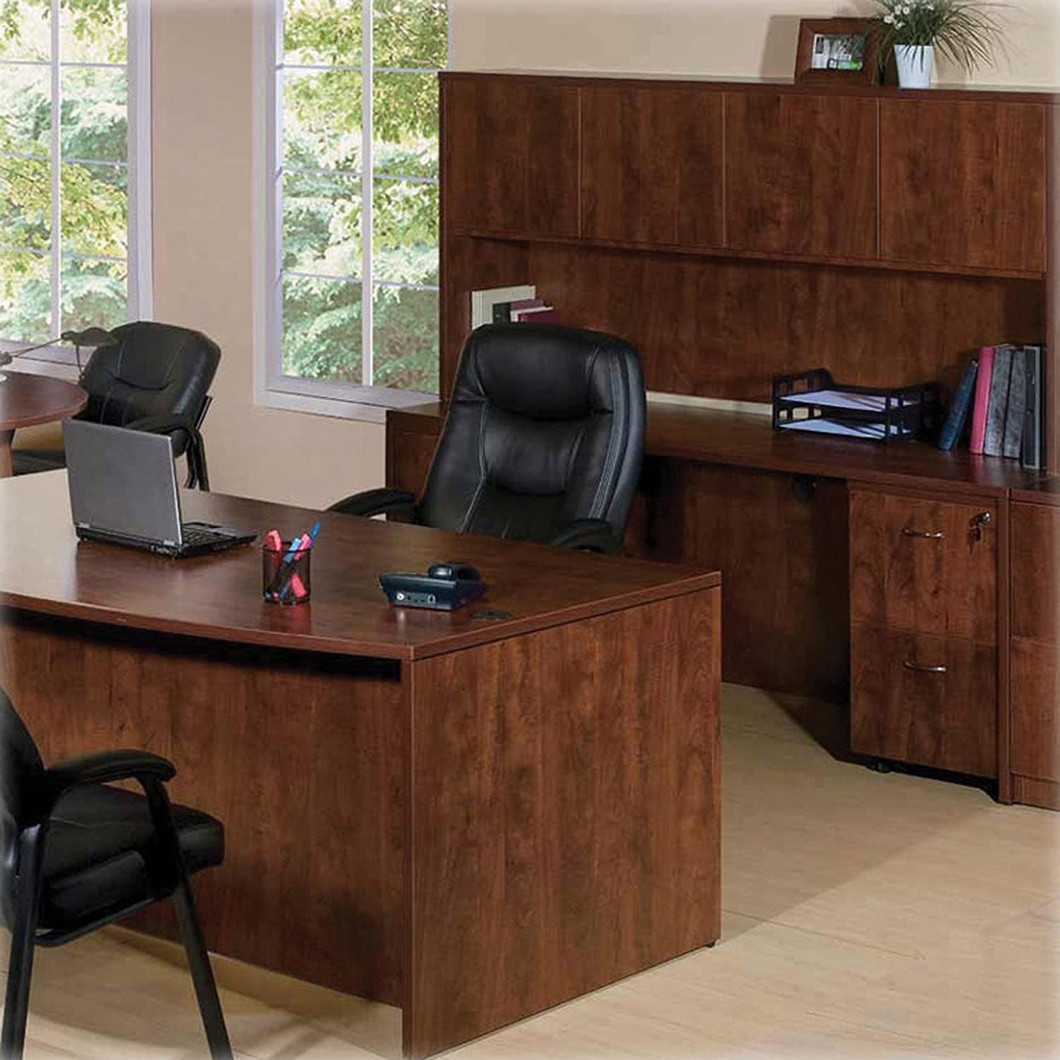 Lorell Essentials Credenza Shell 66"x24"x29-1/2" Cherry Laminate LLR69413