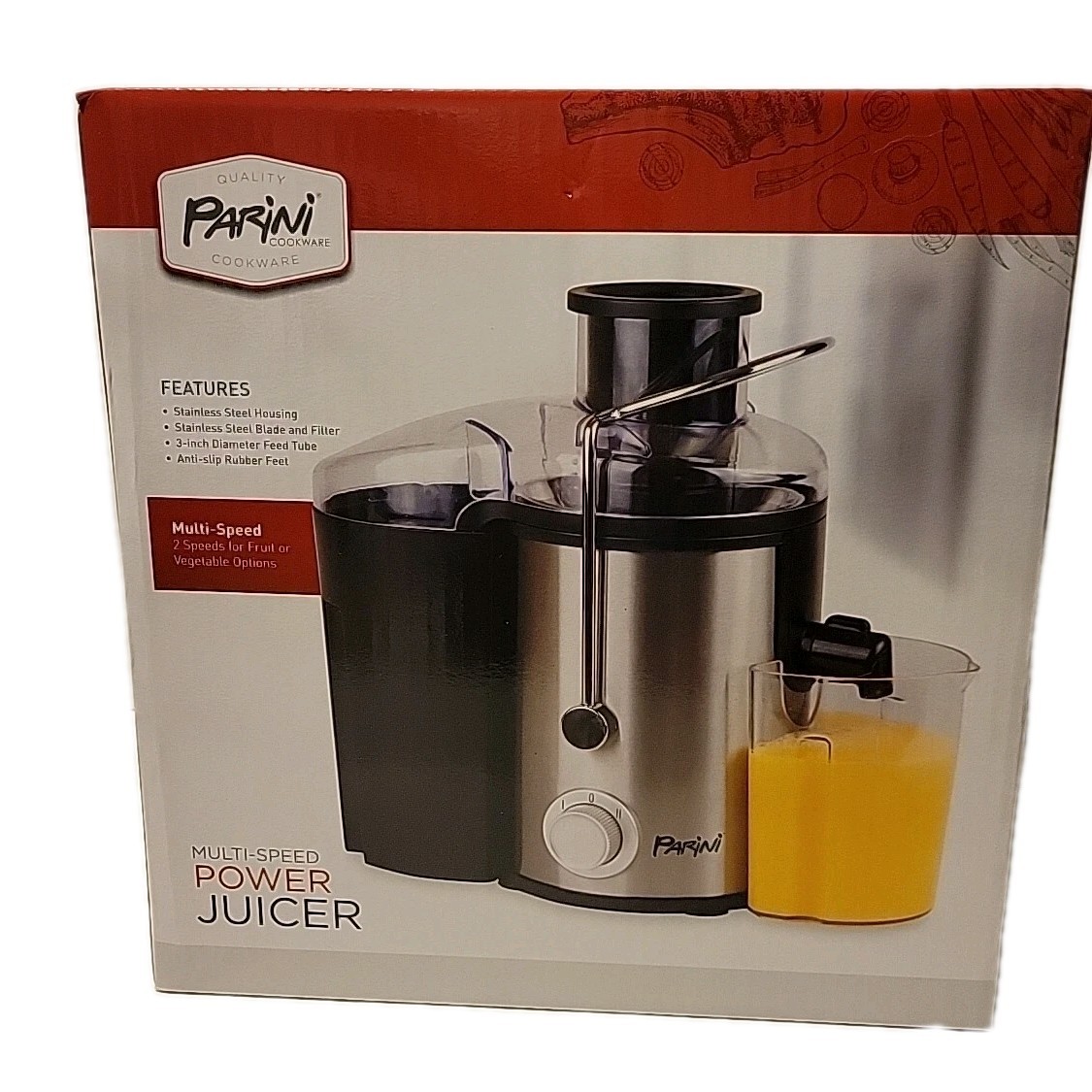 Multi-Speed Power Juicer PARINI Cookware Stainless Steel NEW IN BOX