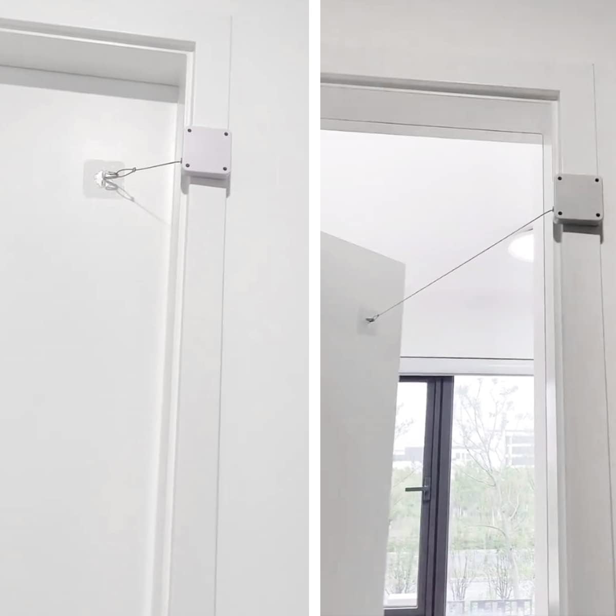 2PCS Automatic Door Closer, White Punch-Free Automatic Sensor, Residential