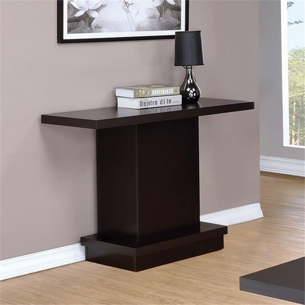 Bowery Hill Modern Pedestal Console Table in Cappuccino